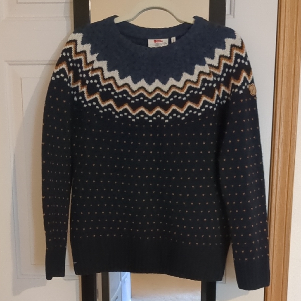 Fjallraven Ovik Wool Sweater Dark Navy Sz S